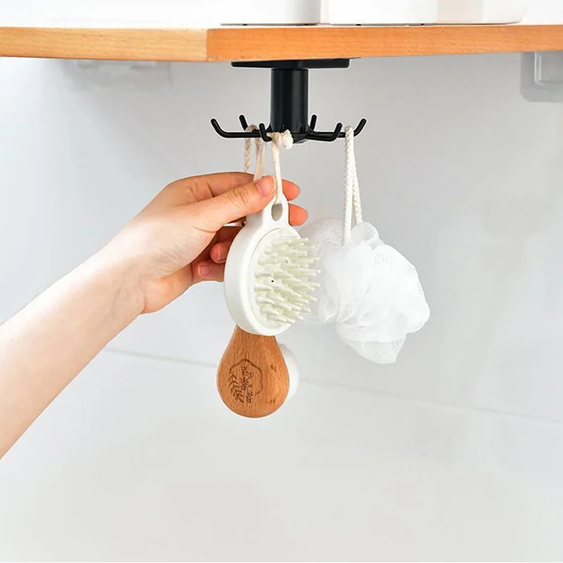 

360 градусов вращающийся крюк Кухня Ванная комната Многофункциональный Органайзер вешалка настенная стойка держатель шкаф для хранения пол...