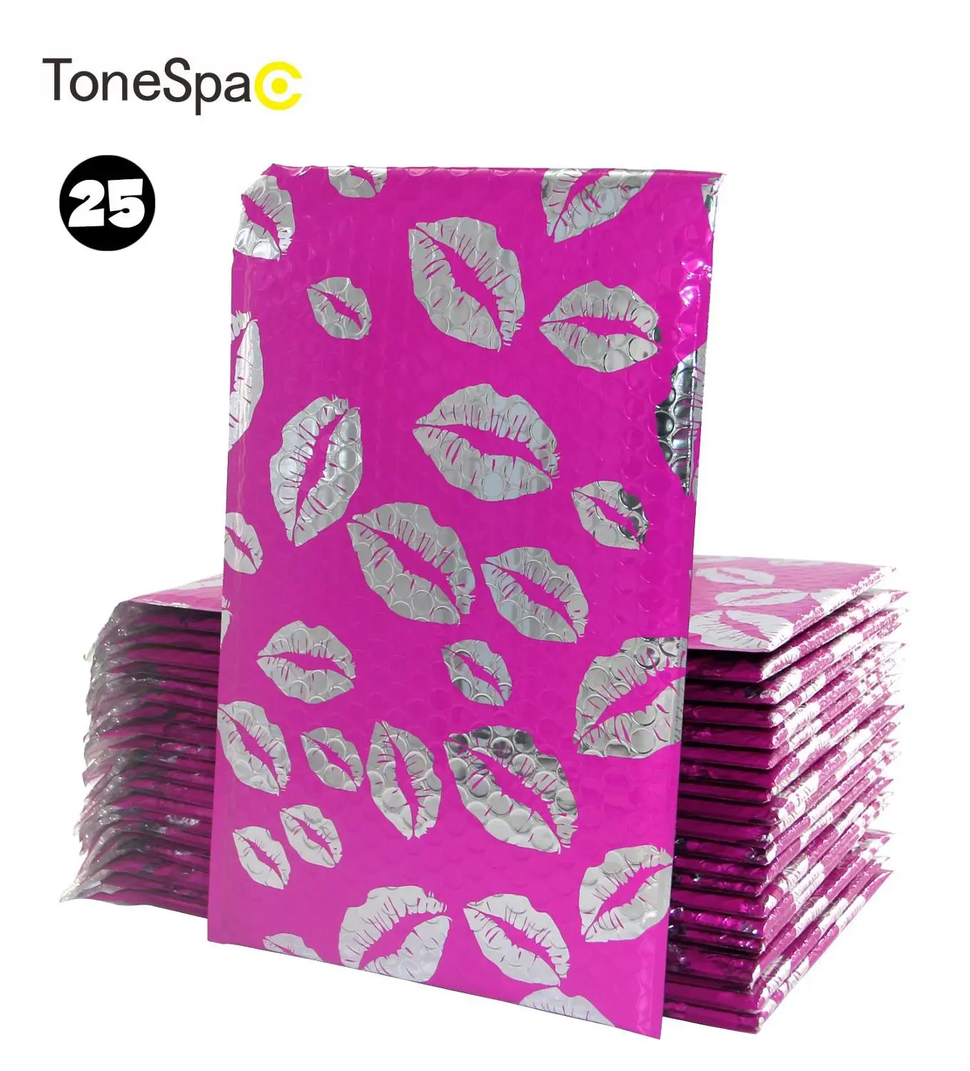 TONESPAC 190*260 мм 25 шт. Стикеры-губы пузырьковый конверт для почты мягкий конверты мешок самозапечатывающийся водонепроницаемый упаковка ярко-розовый