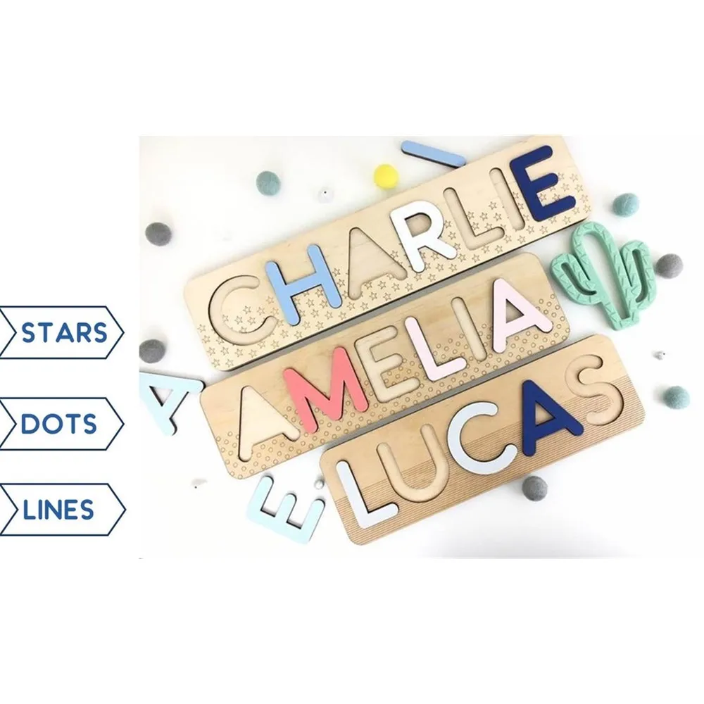 Пользовательские Темно синие детские головоломки имени ручной работы Игрушки