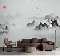 customized 3d wallpaper new chinese ink landscape decorative painting new chinese landscape mural background wall