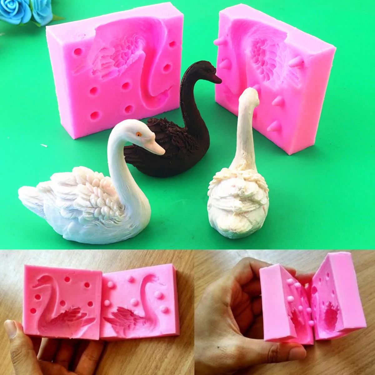 

Aomily Beautiful 3D Swan Fondant Silicone Mold Candle Sugar Craft Tool Chocolate Cake Mould Kitchen DIY Baking Decorating Tools