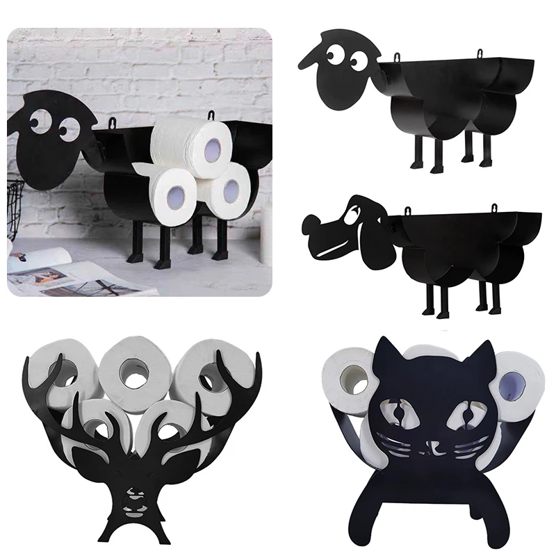 

Funny Metal Iron Animal Shape Decorative Toilet Paper Racks Free Standing Bathroom Tissue Storage Roll Paper Holder Accessories