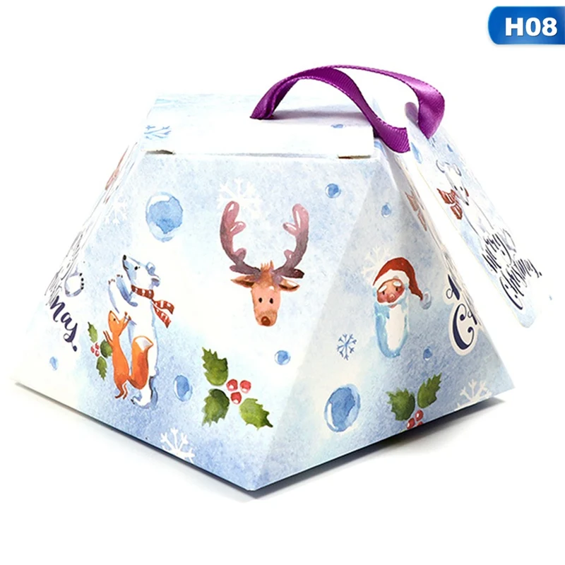 HG22754H08 5 шт./партия мультфильм Санта Клаус коробка с рождественскими конфетами красный зеленый кубическая упаковка коробка для печенья детская вечеринка украшение рождественская бумага подарочная коробка - Цвет: HG22754H08