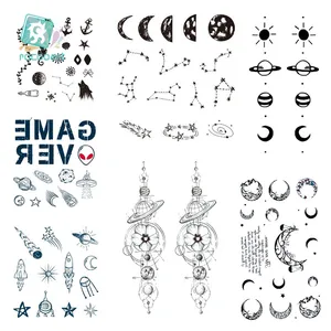 Rocooart 1 лист водостойких временные фальшивые татуировки наклеек серая луна фаза винтажный дизайн земли боди-арт татуировки крутые мужчины женщины мужчины