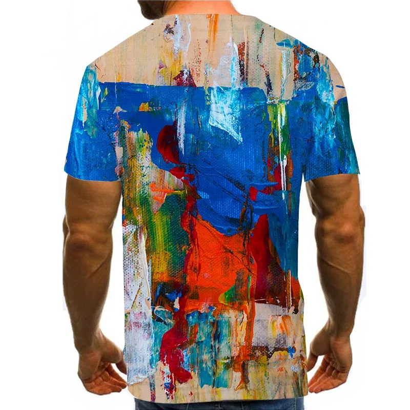 

Men Graphic T Shirts Round Neck 3D Print Short Sleeve Daily Tops Rainbow Tees