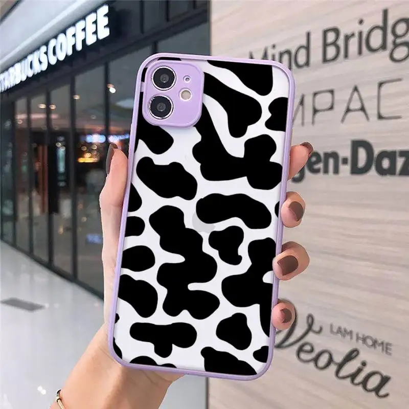

cow milk print animal Phone Cases matte transparent For iphone 7 8 11 12 plus mini x xs xr pro max cover