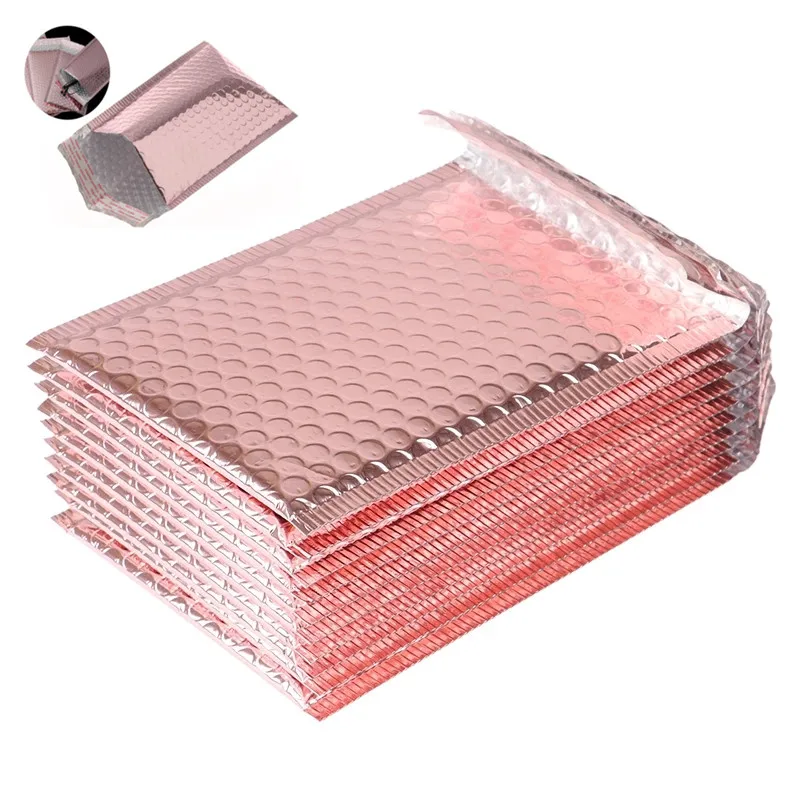

10pcs/Lot Rose Gold Plastic Bubble Envelopes Bags Padded Shipping Envelope Waterproof Bubble Bags Shipping Packages Bag