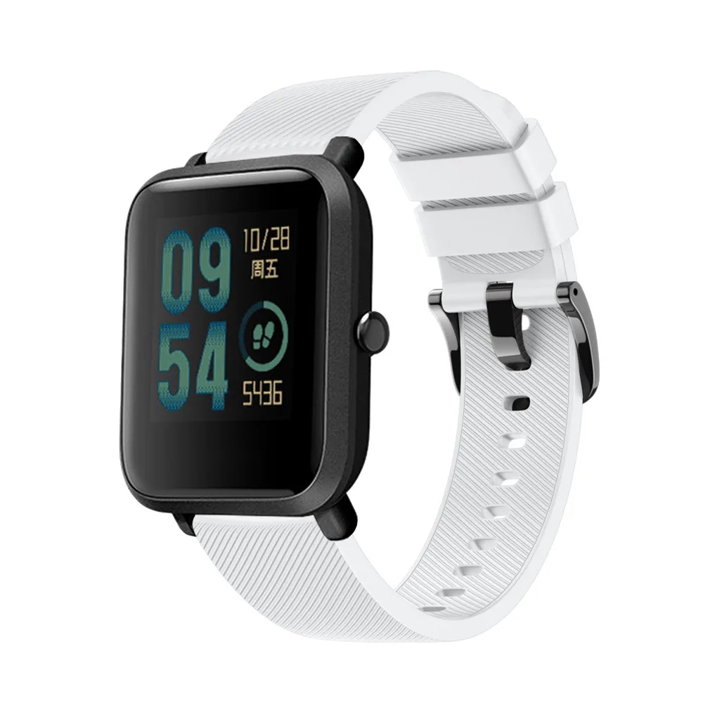 Белый Мягкий силиконовый ремешок для часов для Xiaomi Huami Amazfit Bip ремешок 20 мм ремешок для часов браслет для Huami Amazfit GTS GTR 42 мм часы - Цвет: Белый