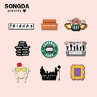 Эпоксидная смола SONGDA Old-fashion Friends TV Show акриловые заколки, симпатичные цветные термоусадочные нагрудные значки, подарок для друзей, оптовая продажа