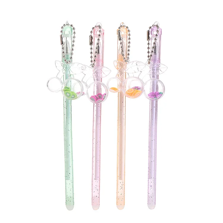 

36 pcs/lot Kawaii Fruit Cherry Pendant Gel Pen Cute 0.5mm black ink Signature Pens School writing Supplies Promotional Gift