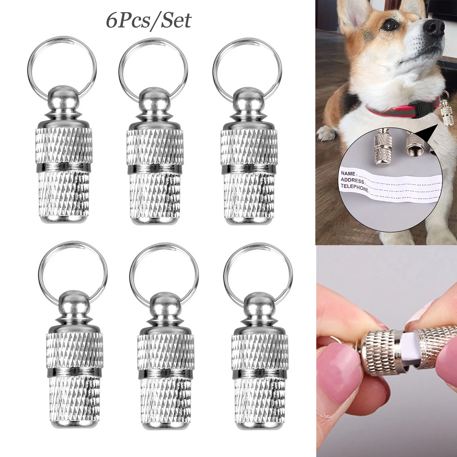 Behogar 6 шт Анти потерянный кота собаки любимчика идентификационные метки бочка