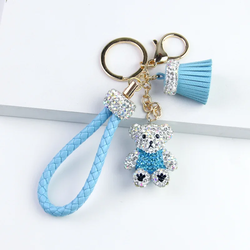 Хрустальный брелок стразы из сплава для женщин золотистый Медведь тедди сумка