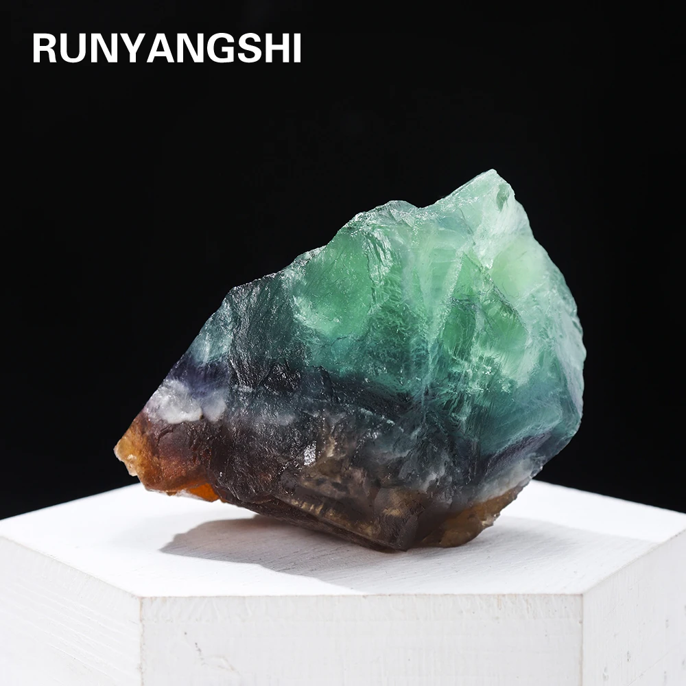 

Runyangshi, 1 шт., высококачественный кварц, натуральный Радужный флюорит, необработанный камень, коллекция, Хрустальный драгоценный камень, украшение