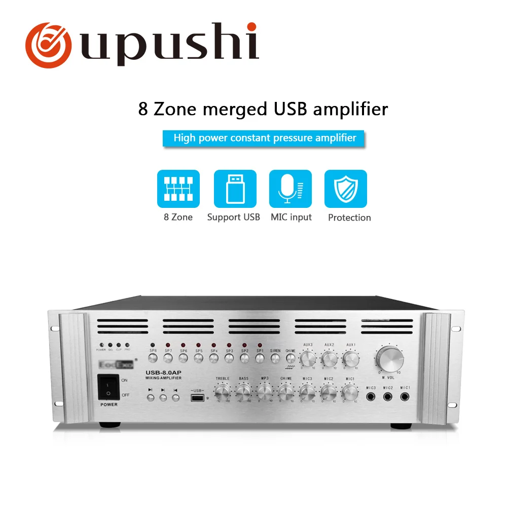 Oupushi 8 перегородки переключатель 1200W Мощность усилитель 3 сторонний выход