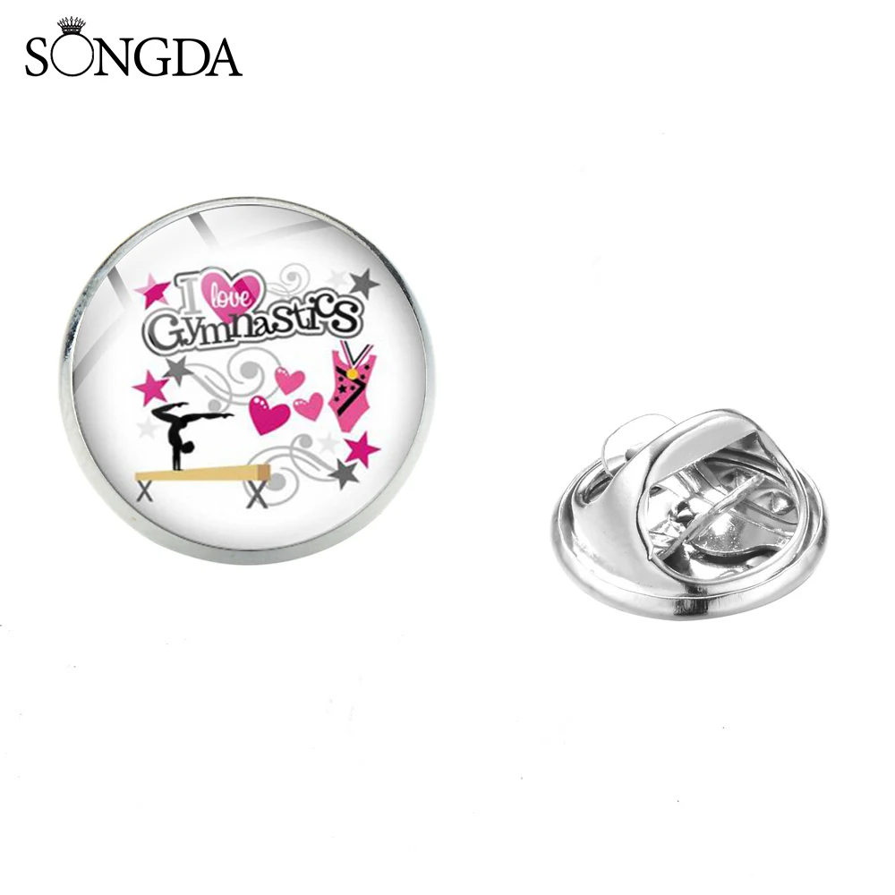 Я люблю гимнастика тема брошь с застежкой гимнастка девочка мультфильм печатных