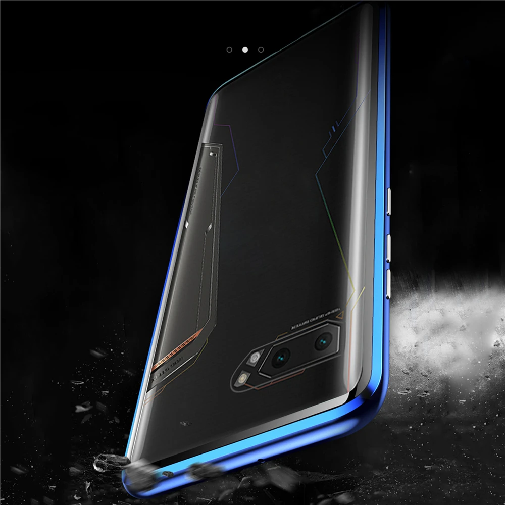 

For ASUS ROG Phone II 2 / ZS660KL Double Sides Tempered Glass Transparent Magneto Phone Shell Protective Case Front & Rear Cover