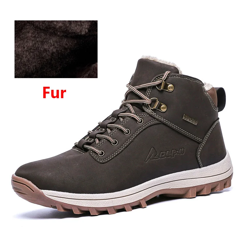 01 Fur Dark Brown OZERSK/; сезон осень; популярные мужские ботинки; нескользящая повседневная обувь из натуральной кожи; высококачественные зимние ботильоны; мужские зимние ботинки - Цвет: 01 Fur Dark Brown