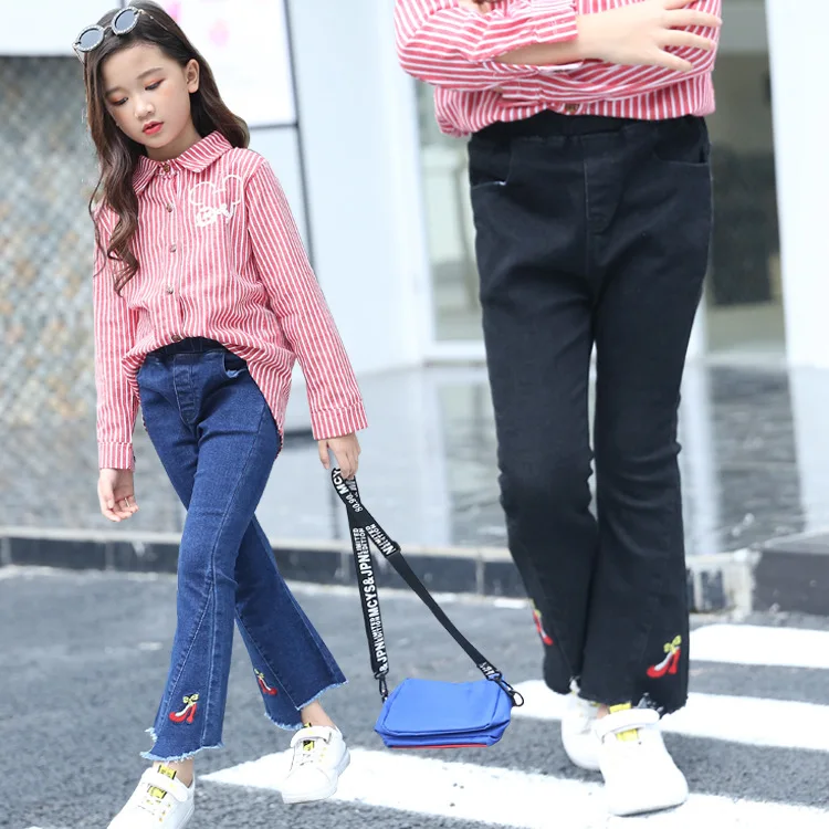 Boys Jeans Winter Pants For Boy Embroidery Warm Thermal Cotton-padded Trousers Kids Thicken Plus Velvet Denim Boys Pants