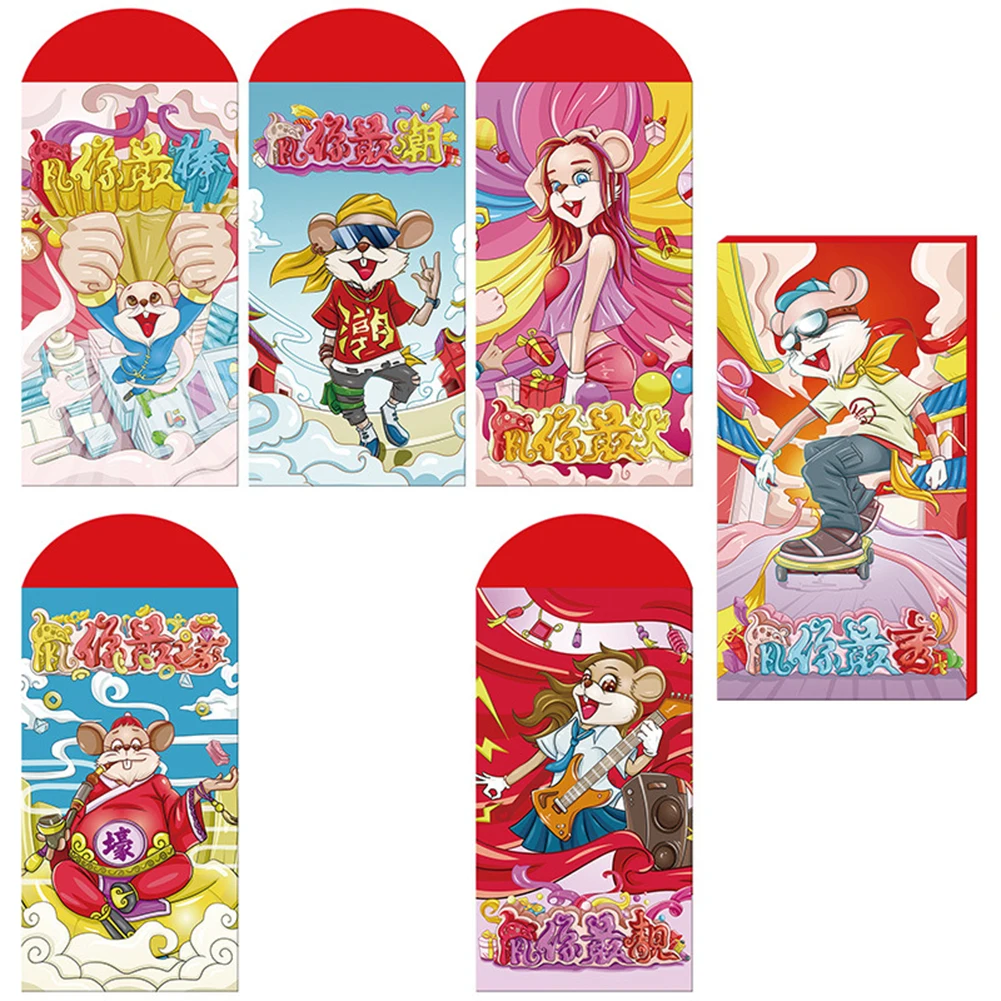 5 шт китайские красные счастливые конверты 2020 год крысы денежное дерево пакеты