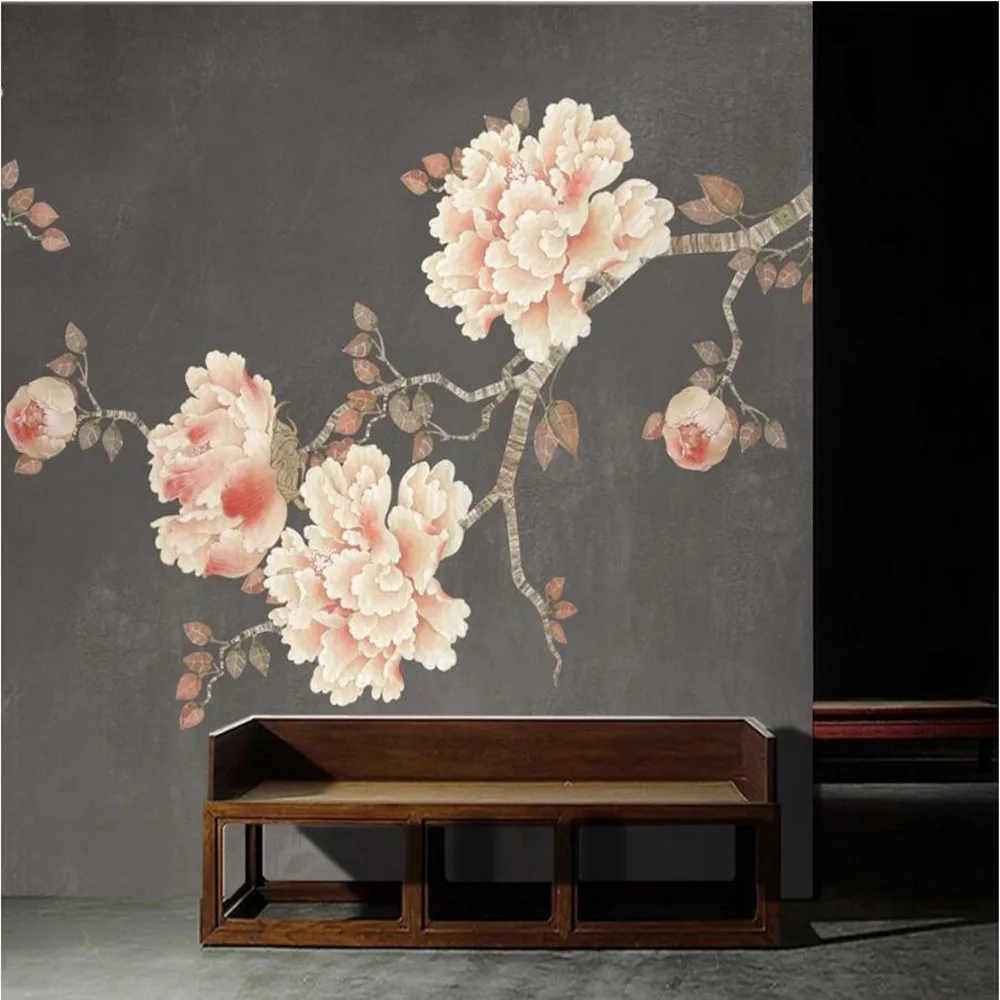 Milofi большие обои на заказ 3d Ручная роспись ручная работа пион цветы богатый фон