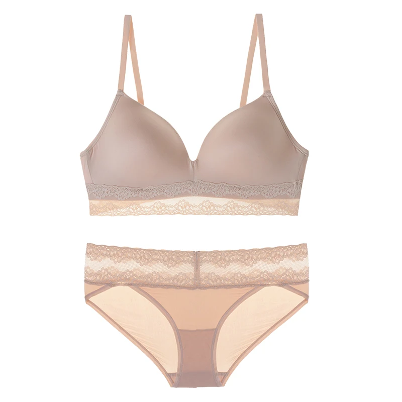 Комплект женского Бесшовного нижнего белья из мягкого гладкого кружевного