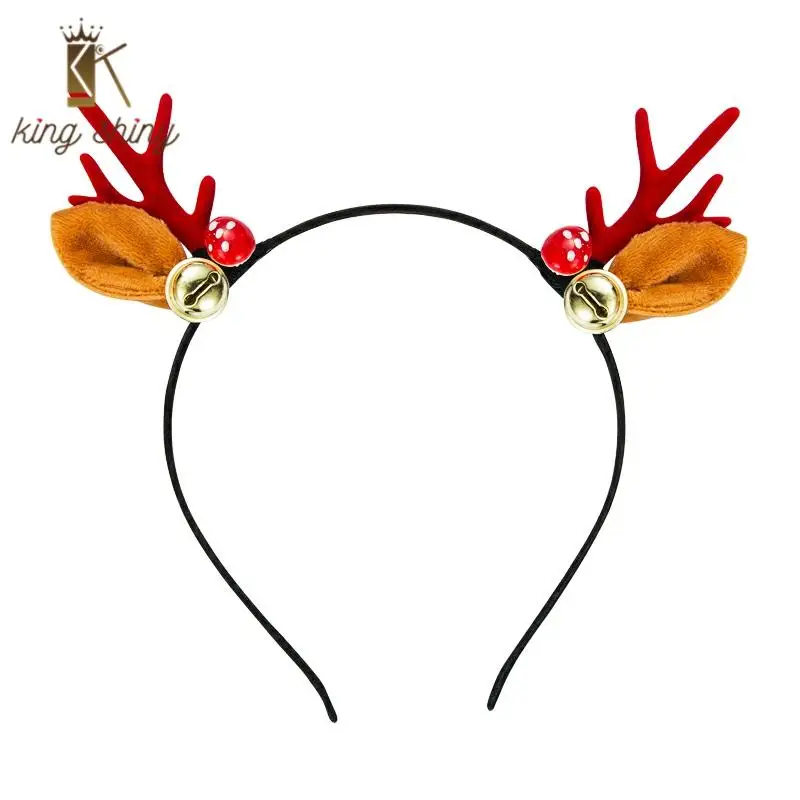 

Elegant Artificial Santa Elk Horn Headband for Girl Lovely Deer Ear with Bell Christmas Decoration Hairband Xmas Gifts for Girls
