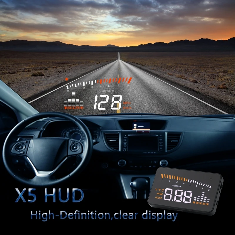 

Digital Car Speedometer GPS Car Hud Head Up Display OBD2 II Interface Speeding Warning System X5 3" Over-speed Alarm