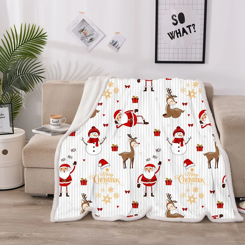 

Christmas Cashmere Blanket For Home Fashion Throw Blanket Adult New Year Gift Travel Party Decoration Bedspread Ship Warm