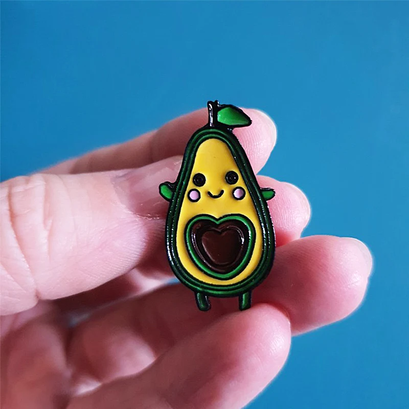 Симпатичные Мультяшные броши в форме авокадо груши сердца фруктов улыбки