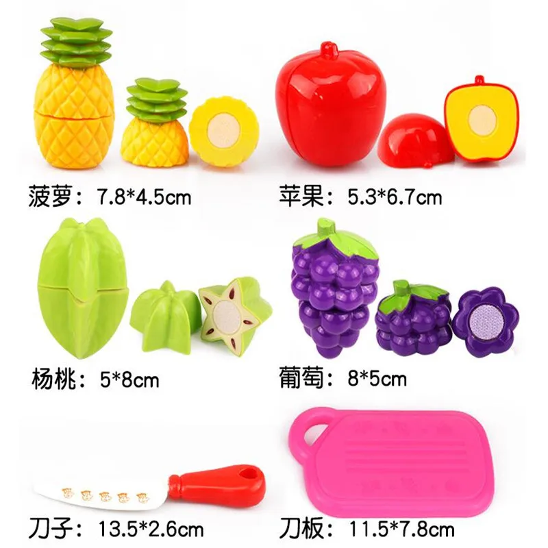 

6pcs/set Funny Play House Toys for Kids Plastic Fruit Vegetables Models Kitchen Assembly Children Pretend Educational Diy Toys