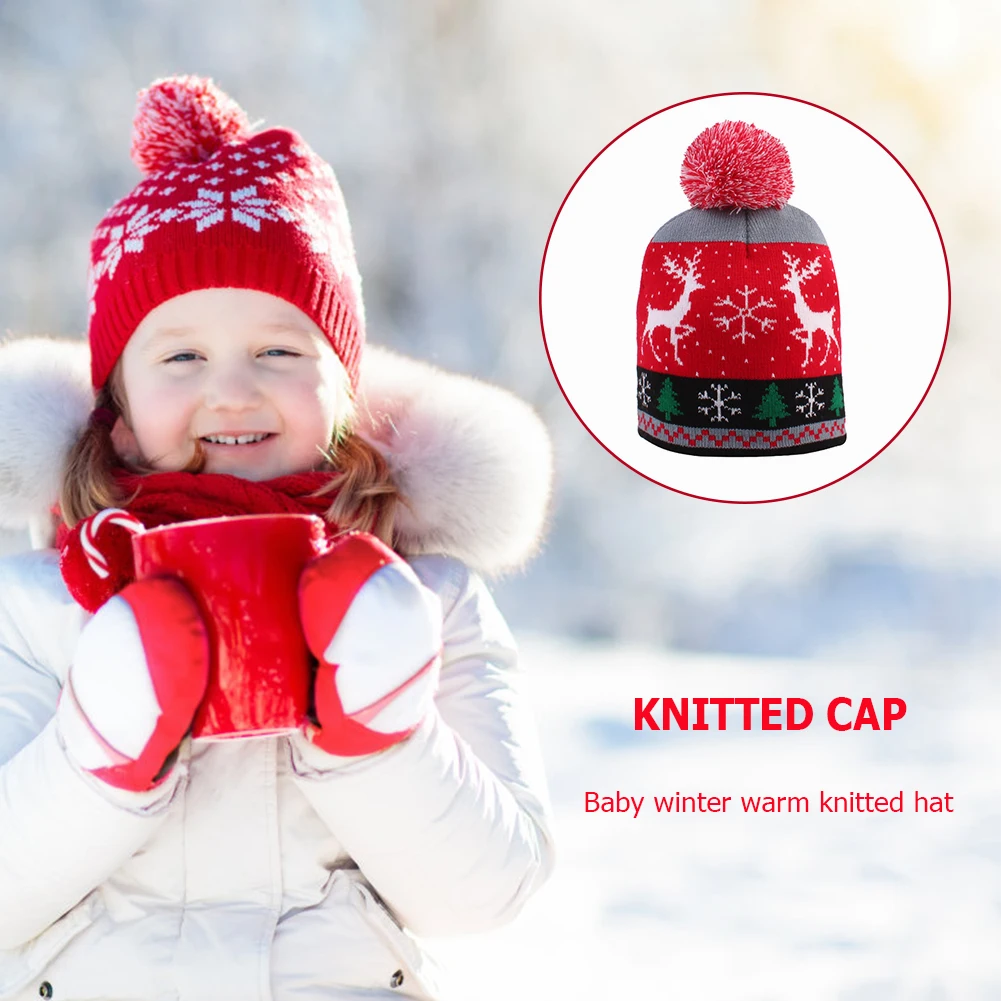 

Christmas Knitted Hats Baby Kids Boy Girls Autumn Winter Warm Beanie Cap