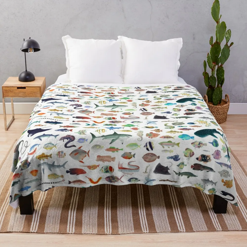

One Hundred Fish Blanket Baby Blanket Throws on Bed/Crib/Couch 150x200CM adult Baby Girls Boys Kids Gift Christmas