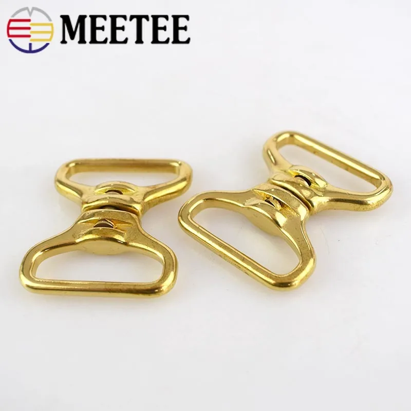 Meetee 2/5 шт. твердая латунь вращение двойное D поворотное кольцо цепи цепочка для ключей бумажник разъем металлической пряжкой карабин DIY Кожа Craft