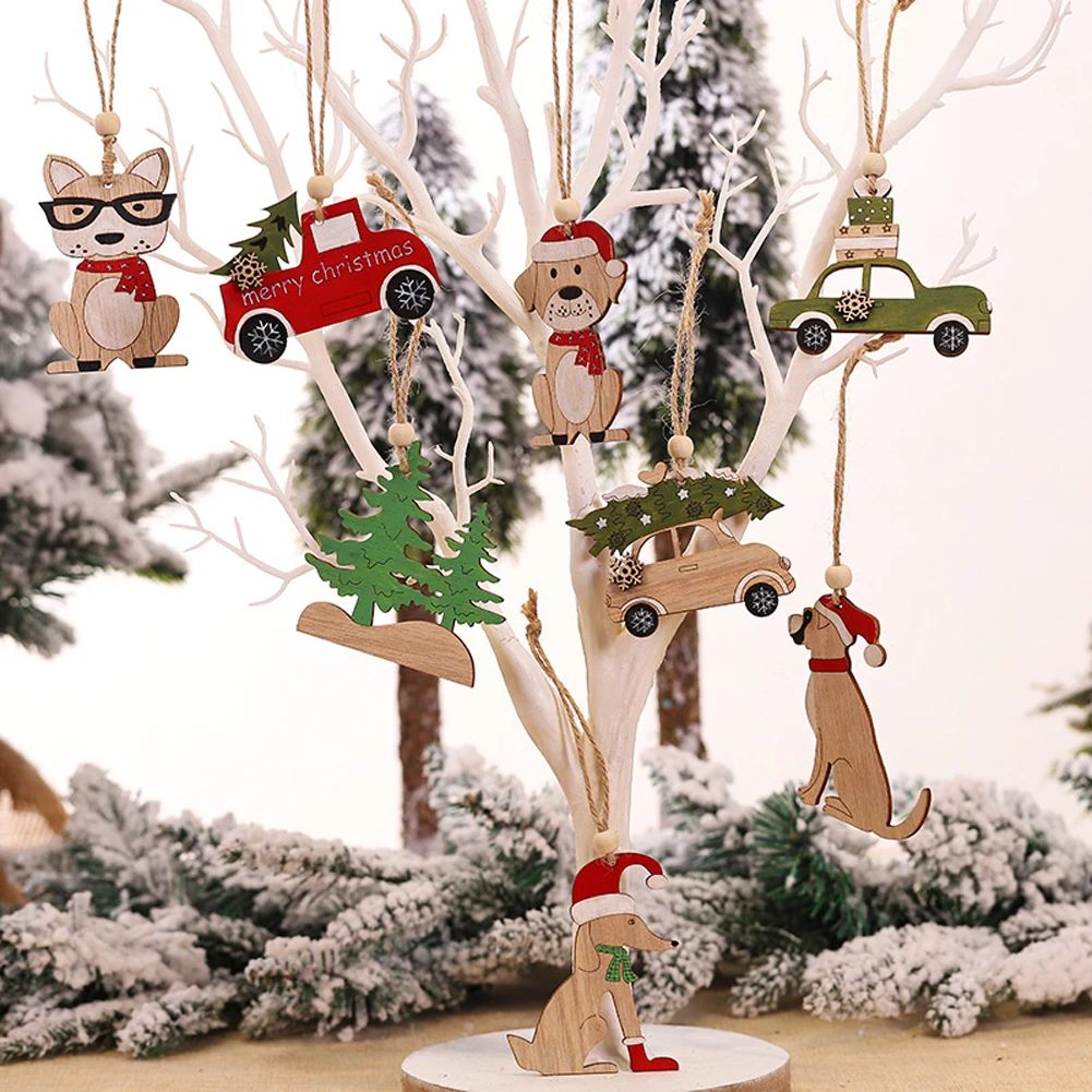 

3D Wooden Painted Colorful Car Christmas Tree Ornaments Pendant Decor for Home Kids Toys Gift Xmas New Year Christmas Decor