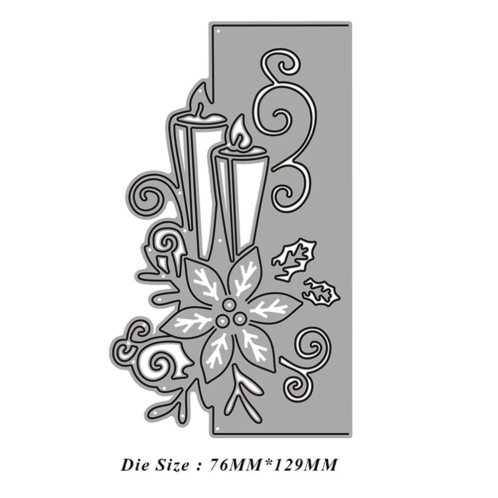 Рождественская кружевная рамка цветок свеча металлические режущие штампы для DIY