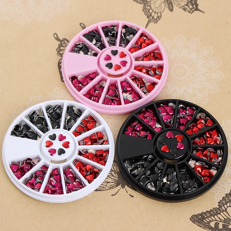 1 коробка украшения для ногтей разерцветное сердце дизайн золотистый