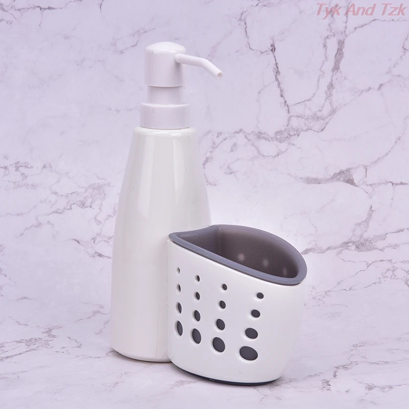 

2 In 1 Dispenser And Storage Box Plastic Liquid Detergent Container Sponge Drainboard Soap Holder Rack Cleaning For Bathroom