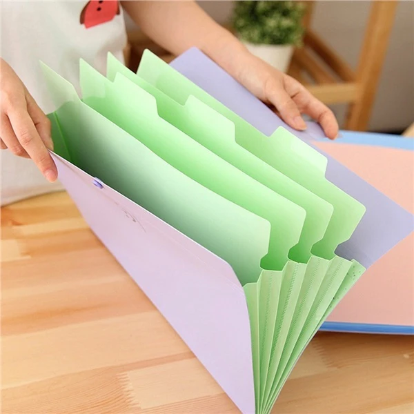 

Expanding Files Box Accordion Folder - 5 Pack 5 Pockets Plastic Accordion File Organizer A4 Letter Size Snap Closure Paper Organ