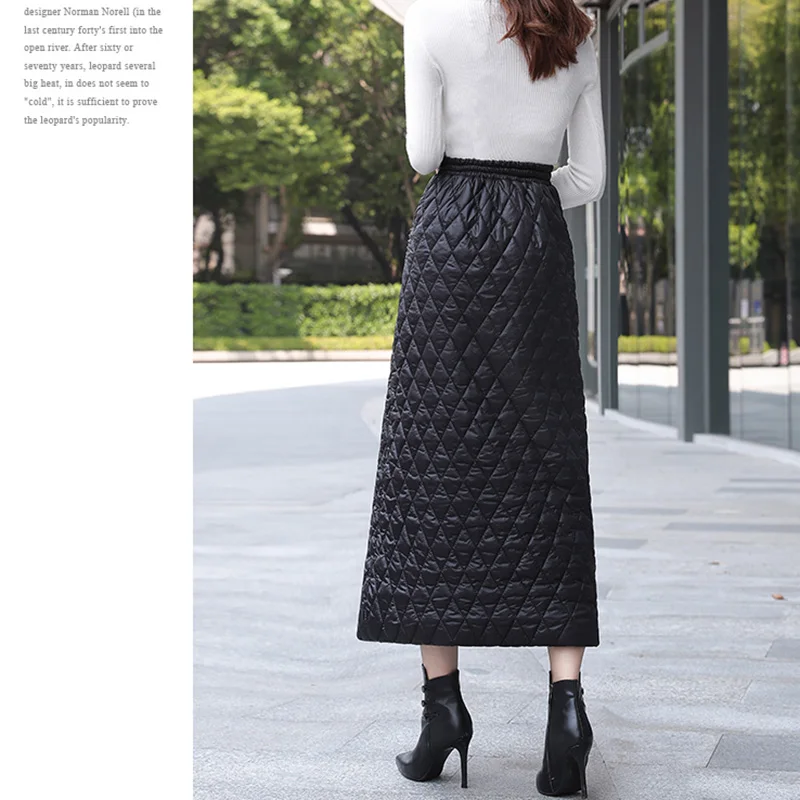 Женская юбка карандаш с эластичной резинкой на талии Saias Longa 4XL теплая хлопковая