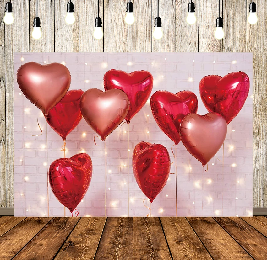 

Valentine's Day Love Heart Photography Backdrop White Brick Wall Wedding Bridal Shower Party Background Girl Ladies Decorations