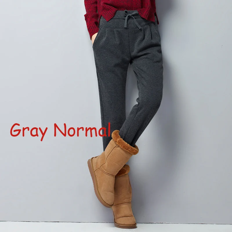 GrayNormal Теплые флисовые женские штаны, зимние свободные шаровары большого размера, плотные бархатные штаны для женщин, штаны с высокой талией, женские зимние брюки 5XL - Цвет: GrayNormal