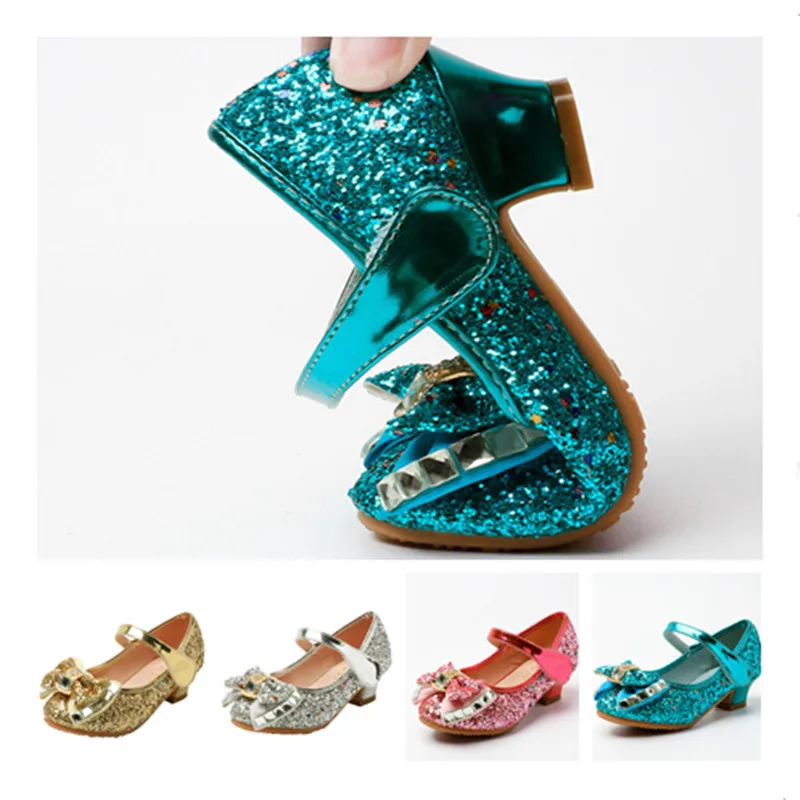 Туфли принцессы на высоком каблуке для девочек детские вечерние свадебные туфли