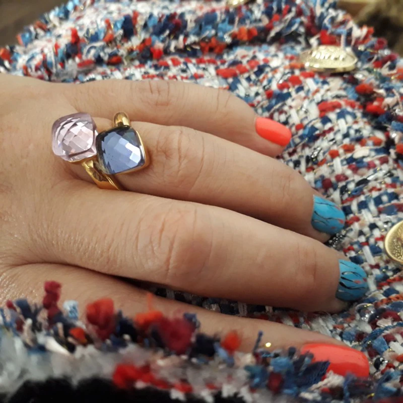 JSBAO 7 комбинации двойное красивое стекло модное кольцо для женщин золотое из