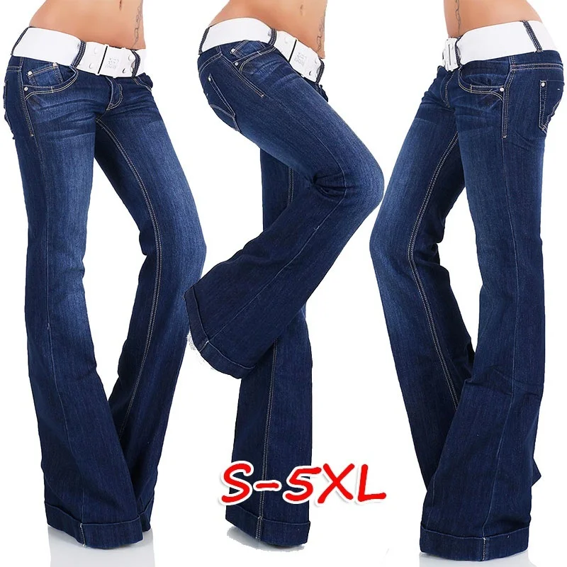

Plus Size Jeans 2021 New Woman Fashion Blue Low Waist Straight Denim Trousers Mom Jeans Female Elastic Pencil Jean Pants