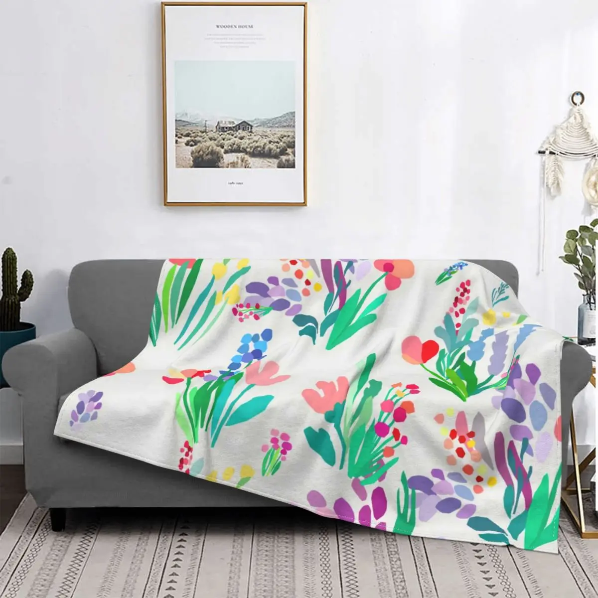 

Rose Flower Plant Blanket Plaid Modern Stitch Cotton Portable Flannel Throw Blankets For Dormitory Travel