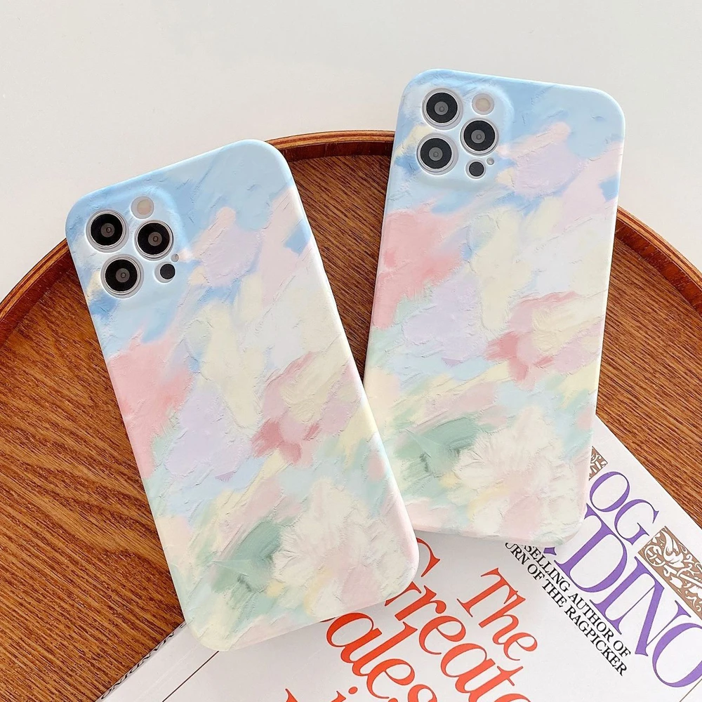 

Colorful Oil painting Graffiti Soft Silicone Phone Case For iPhone 12 12Pro Cases For iphone 11 Pro Max XR X XS 7 8Plus Cover
