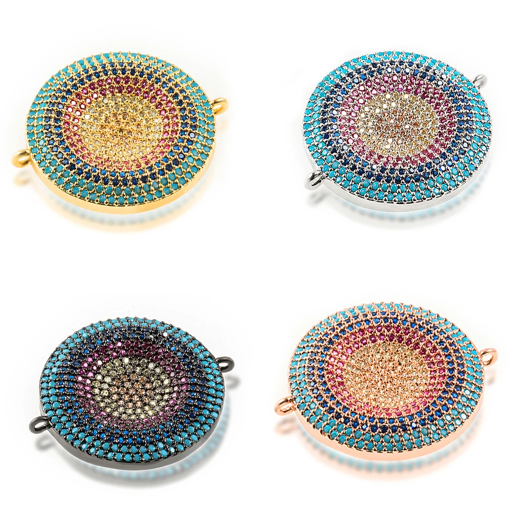 

26.2x31.2mm Pavé Color Zircon Classic Personality Alloy Connector DIY Ladies Earrings Bracelet Accessories Wholesale