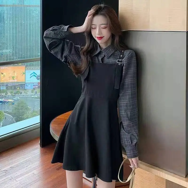 

2021 New Shirt Spring Suit Female Korean Student Suspender Skirt Ins Super Fairy Autumn and Winter Female Two-piece Set