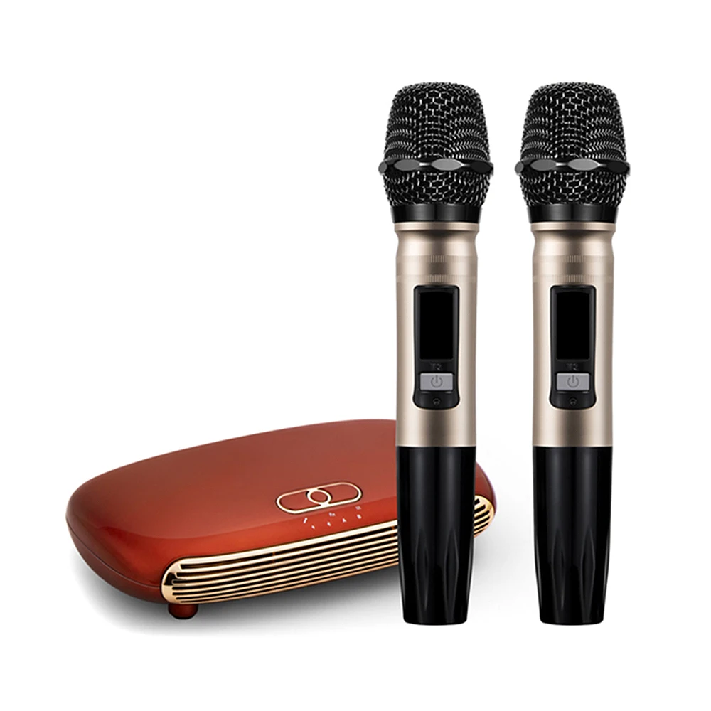 

Wireless BT Karaoke Set with Dual Wireless BT Microphone for Smart TV/Set-top Box/Computer/Smart Phone Red Karaoke Box EU/US