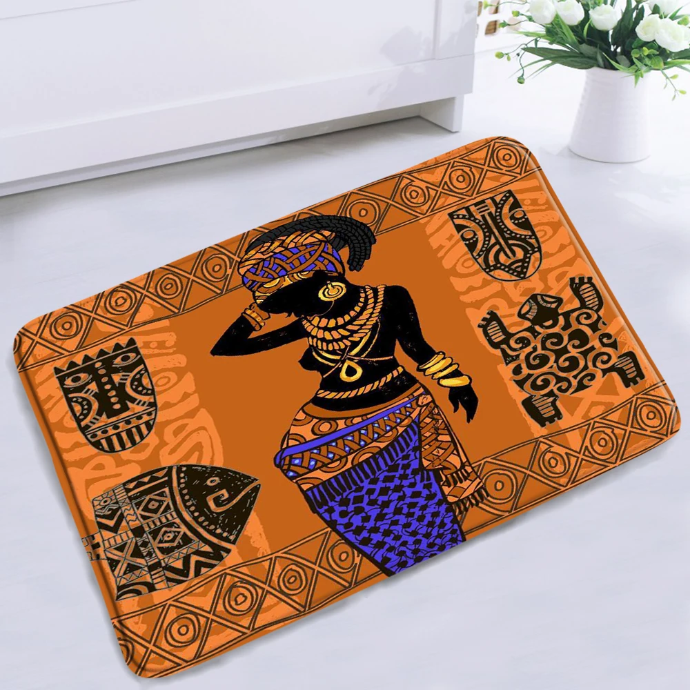

African Lady Bathroom Mat Pretty Woman Exotic Ethnic Style Non-slip Absorbent Home Decor Rugs Washable Bath Outdoor Aisle Carpet